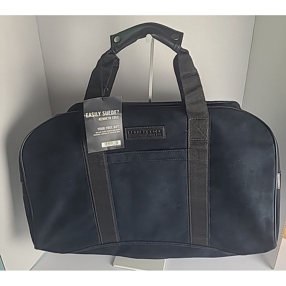 Kenneth‎ Cole Duffel Bag Black New With Tags Faux Suede Travel Weekender Carryon